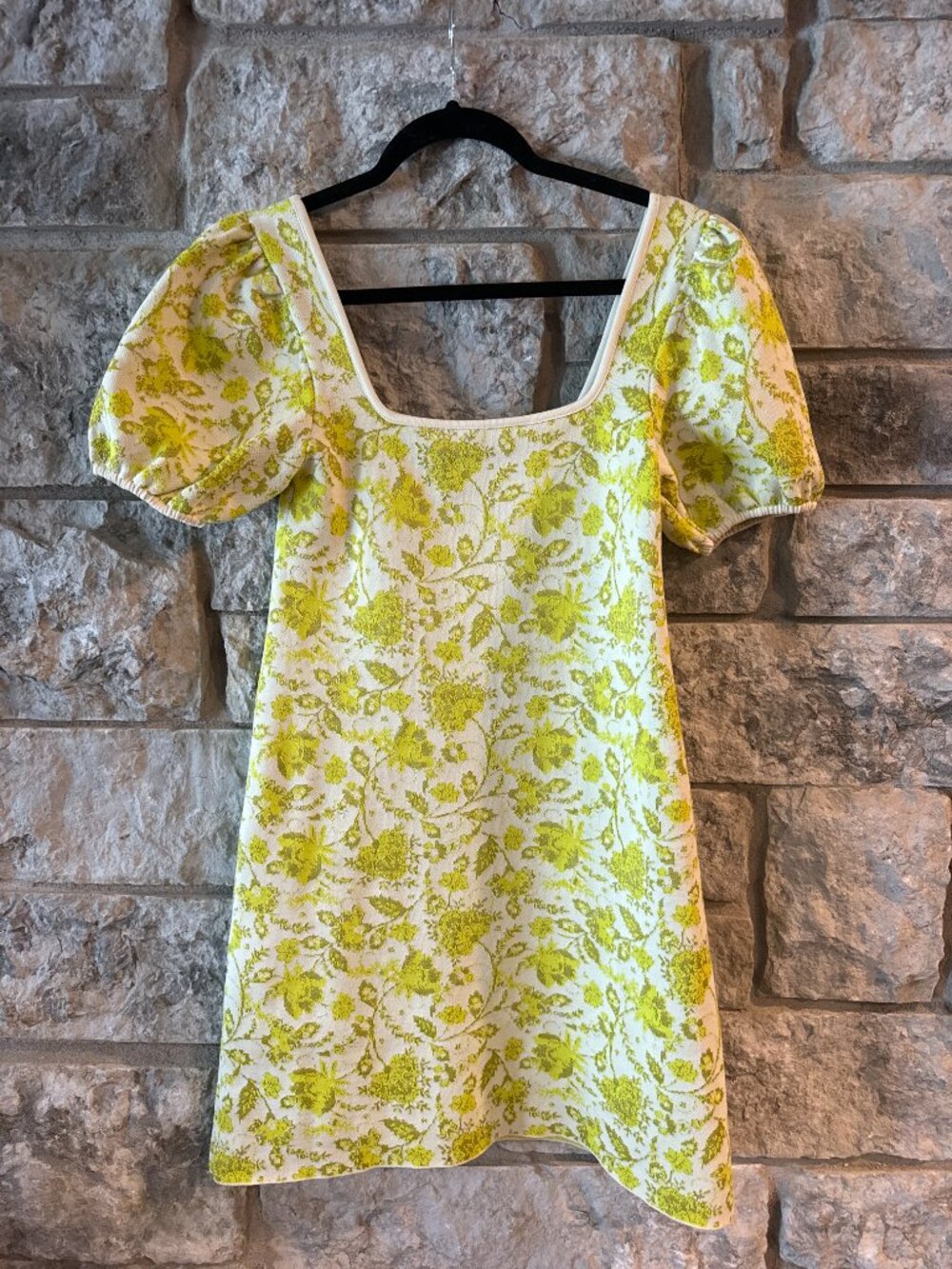 Summer Mini Dress with Yellow Flowers - Size M